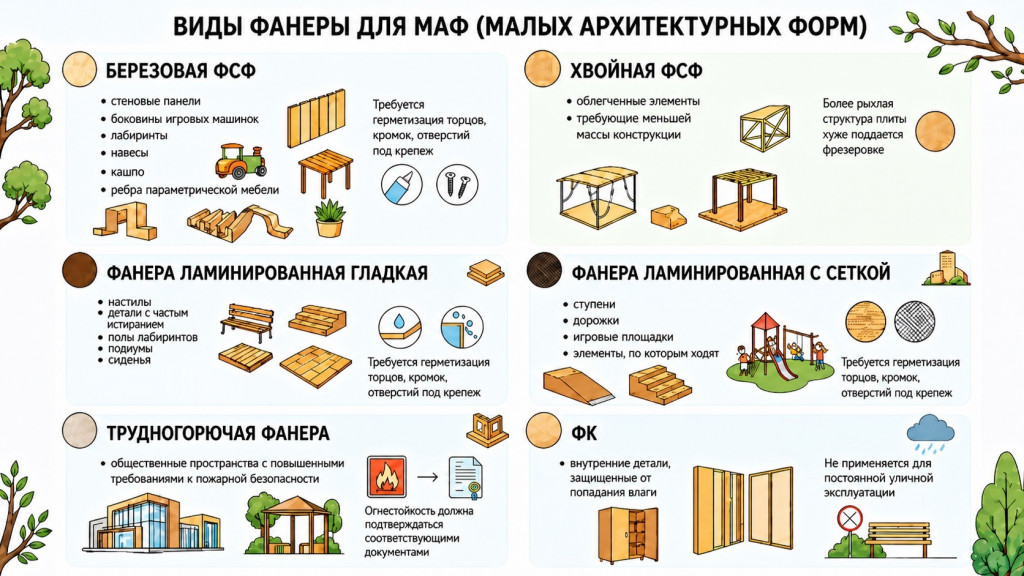 Виды фанеры для малых архитектурных форм